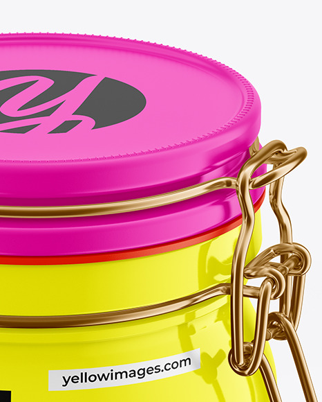 Glossy Jar With Clamp Lid Mockup