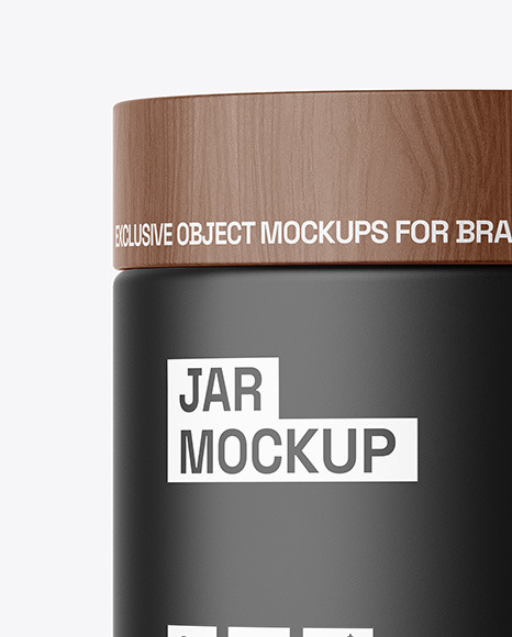 Matte Jar W/ Wooden Cap Mockup