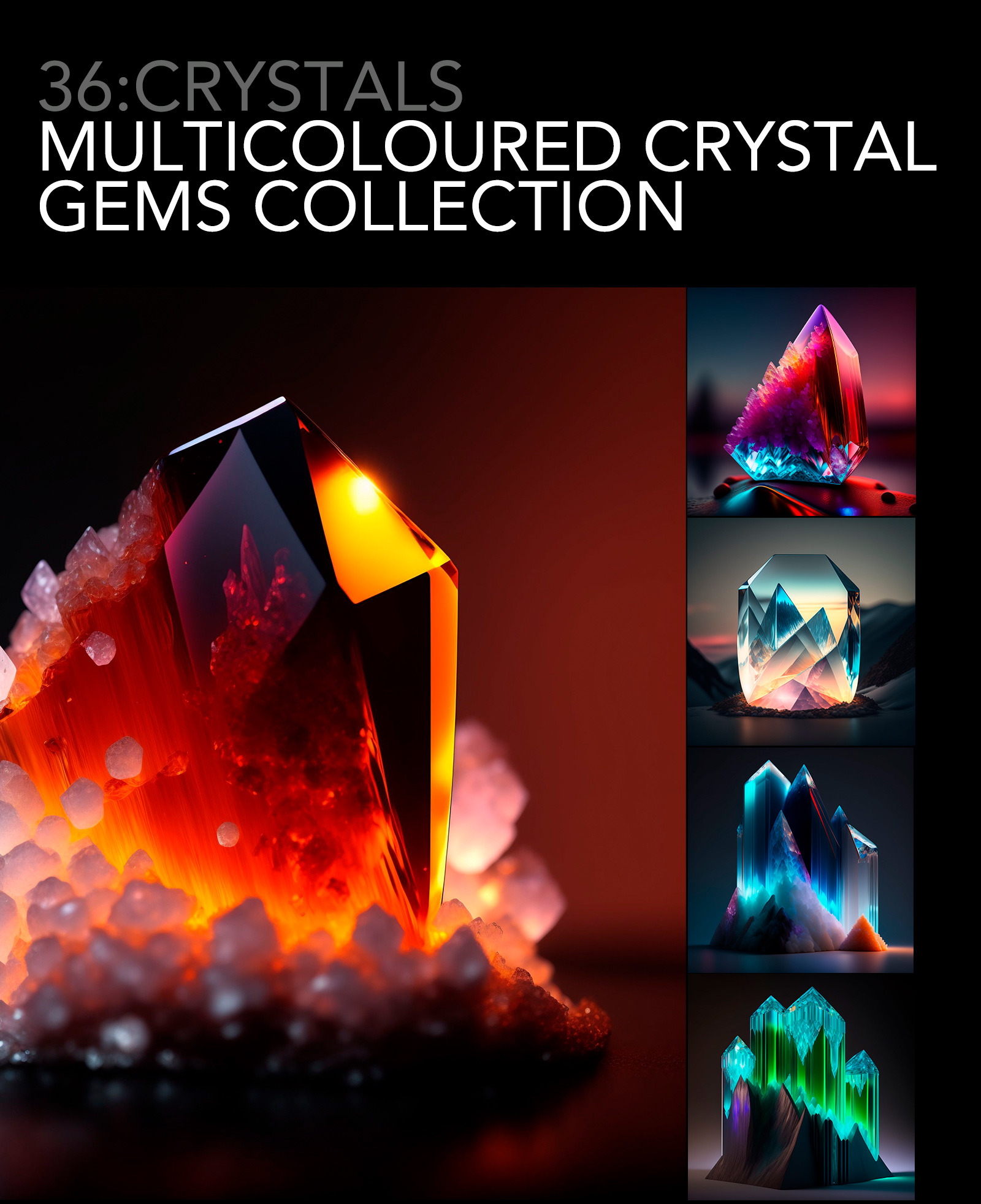 36 Multicolored Crystal Gems Images