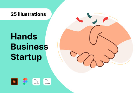 25 Business Startup stylish unique Hands illustrations - Target