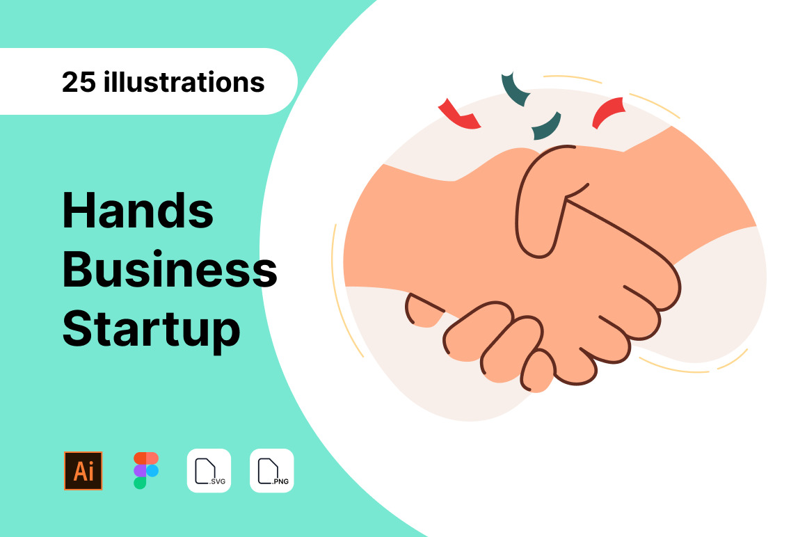 25 Business Startup stylish unique Hands illustrations