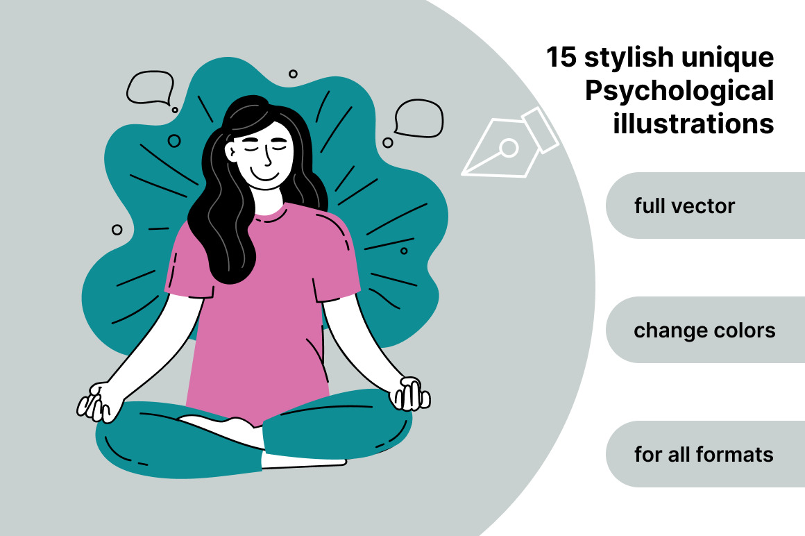 Psychology Mental Health 15 stylish unique illustrations