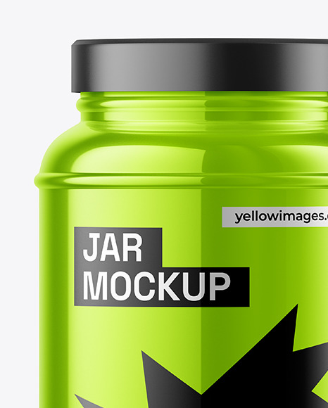 Glossy Metallic Protein Jar Mockup