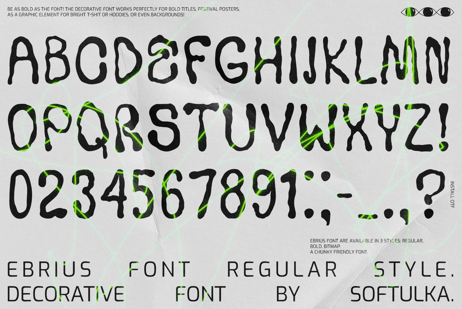 Ebrius Font - Trippy, Bitmap Font