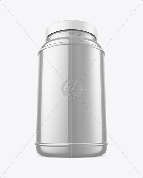 Glossy Metallic Protein Jar Mockup
