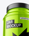 Glossy Metallic Protein Jar Mockup