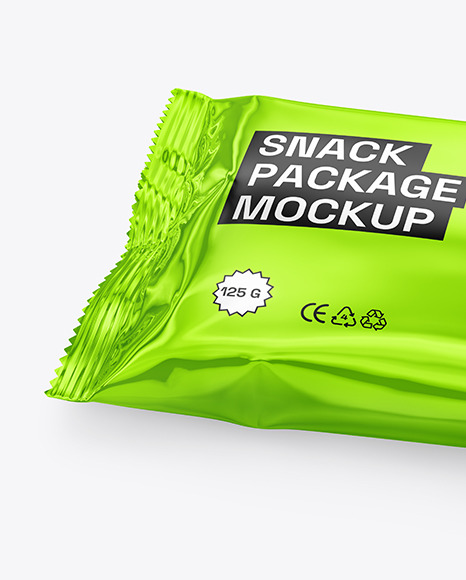 Glossy Metallic Snack Package Mockup