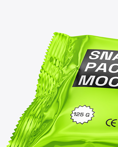 Glossy Metallic Snack Package Mockup