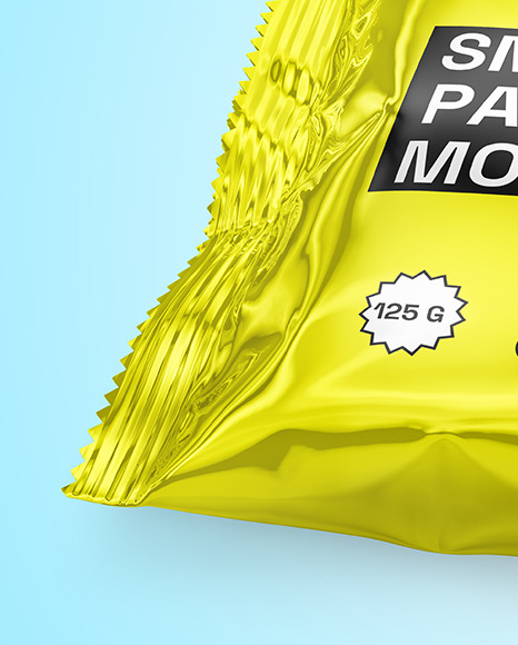 Glossy Metallic Snack Package Mockup