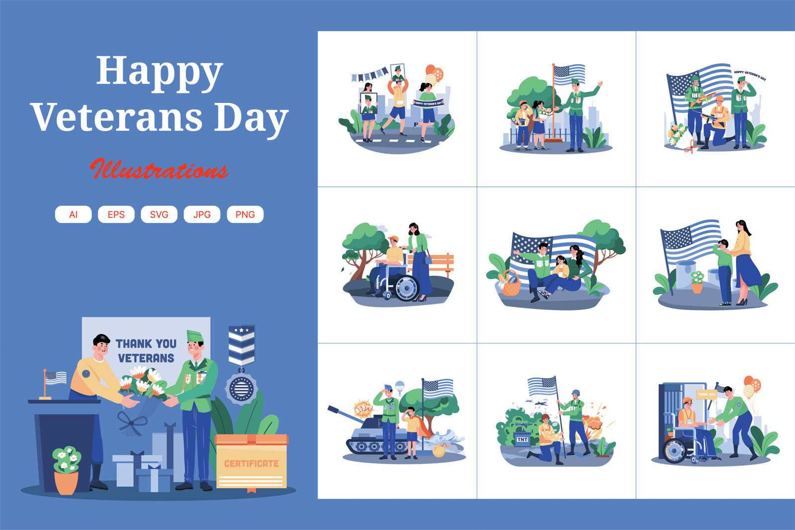 M665_Happy Veterans Day Illustration Pack