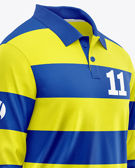 Men&#039;s Long Sleeve Polo Shirt Mockup