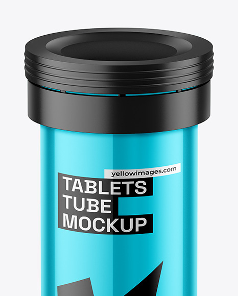 Glossy Metallic Tablets Tube Mockup