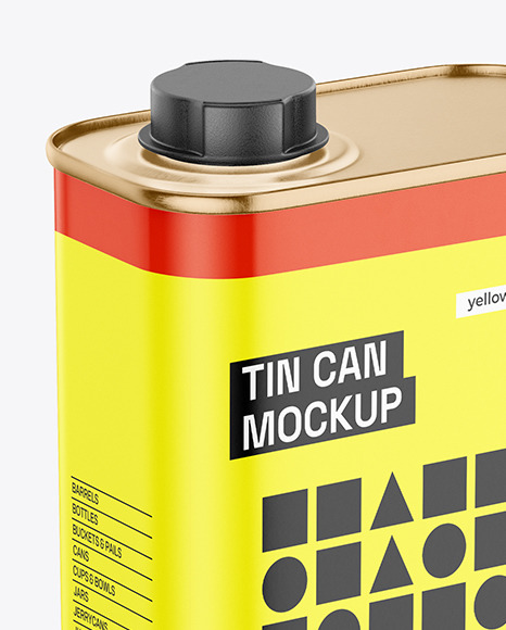 Glossy Square Tin Can Mockup