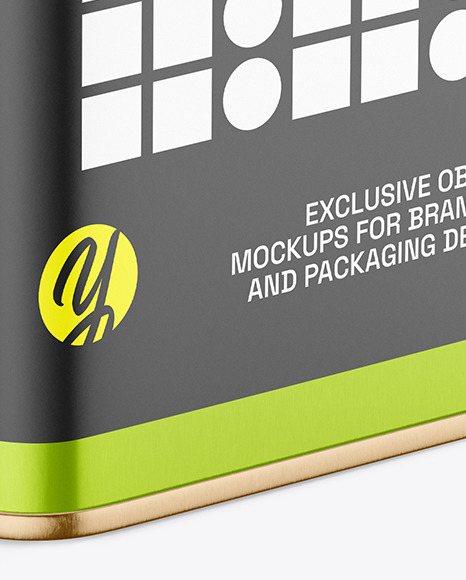 Metallic Square Tin Can Mockup