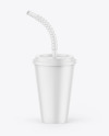 Matte Cup With Flex Straw Mockup