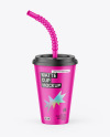 Matte Cup With Flex Straw Mockup