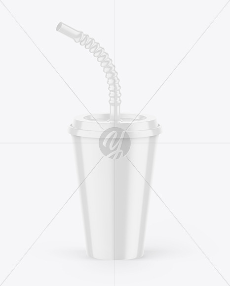 Glossy Cup with Flex Straw Mockup