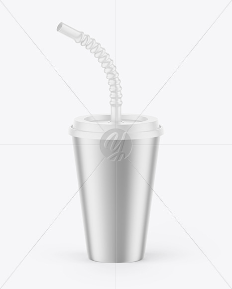 Metallized Cup With Flex Straw Mockup