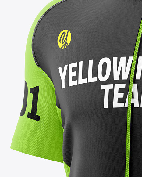 Men's Short Sleeve Cycling Jersey Mockup - Half Side View