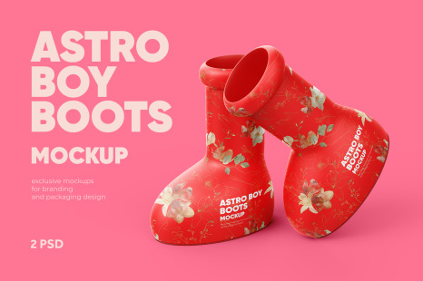 Astro Boy Boots Mockup - 2 PSD - Shoes