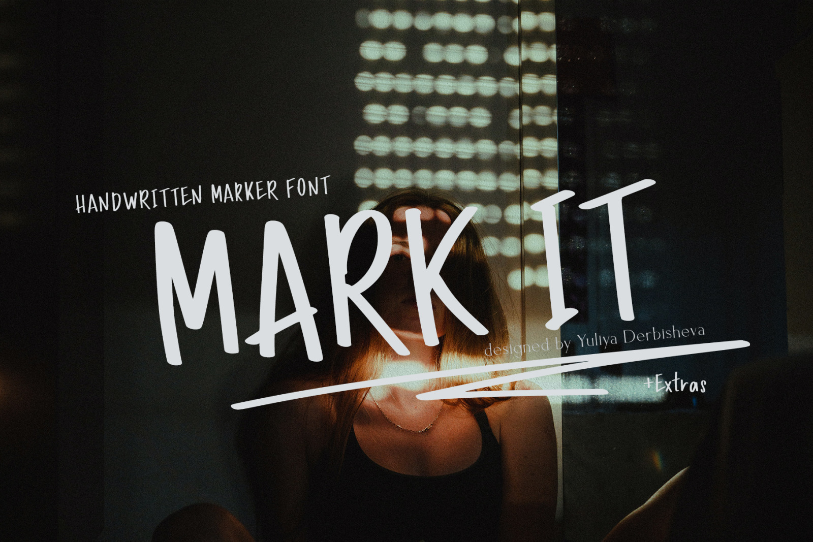 MARK IT handwritten marker typeface font + food doodle illustrations