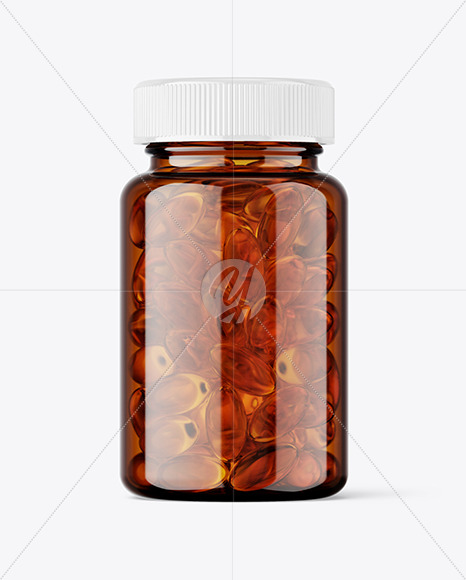 Amber Plastic Pills Jar Mockup