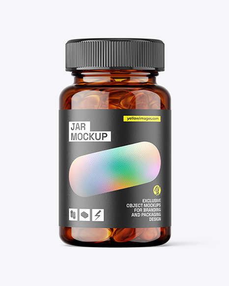 Amber Plastic Pills Jar Mockup