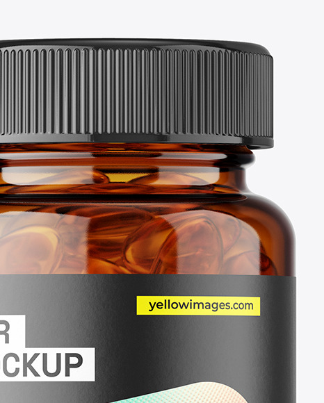 Amber Plastic Pills Jar Mockup