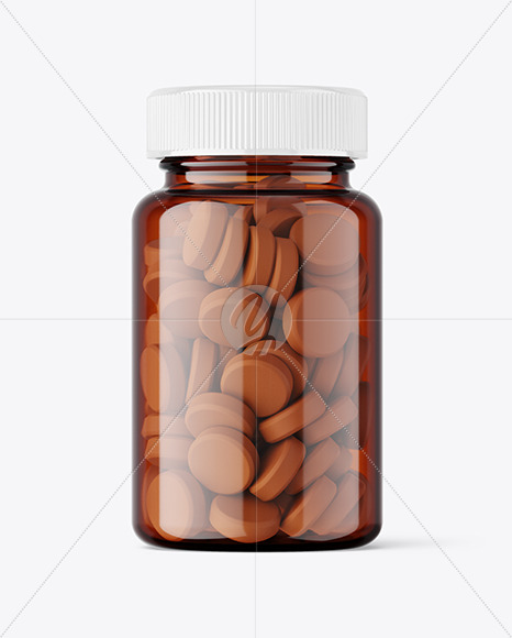 Amber Plastic Pills Jar Mockup