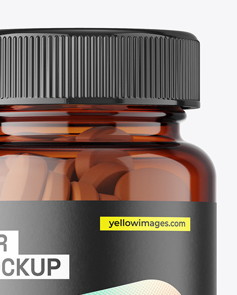 Amber Plastic Pills Jar Mockup