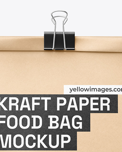 Kraft Paper Bag with Binder Clip Mockup