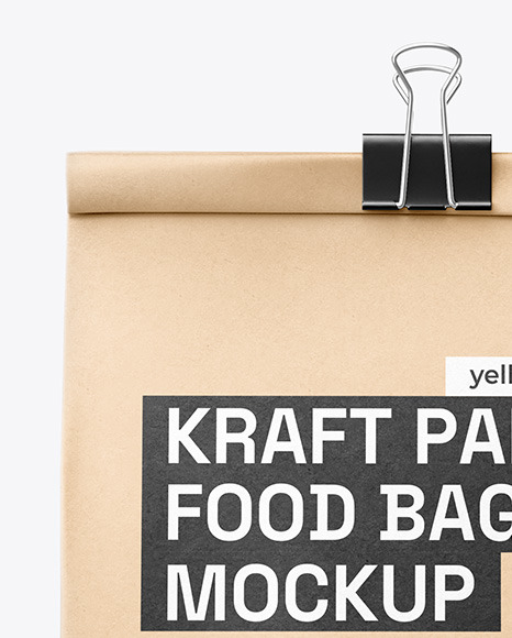 Kraft Paper Bag with Binder Clip Mockup