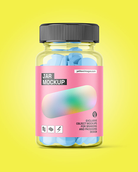 Clear Plastic Pills Jar Mockup