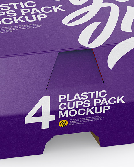 4 Plastic Cups Pack Mockup - Half Side (High-Angle Shot) & Top Views