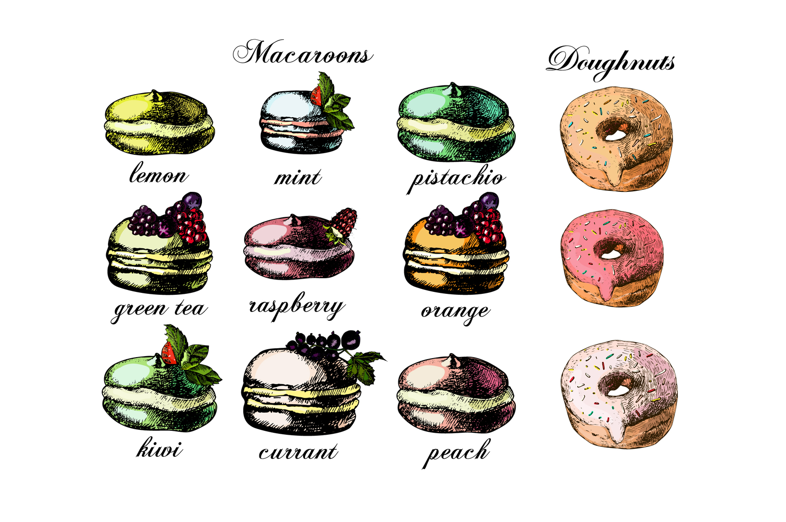 Hand drawing Cake and Berries Hand drawing Cake and Berries