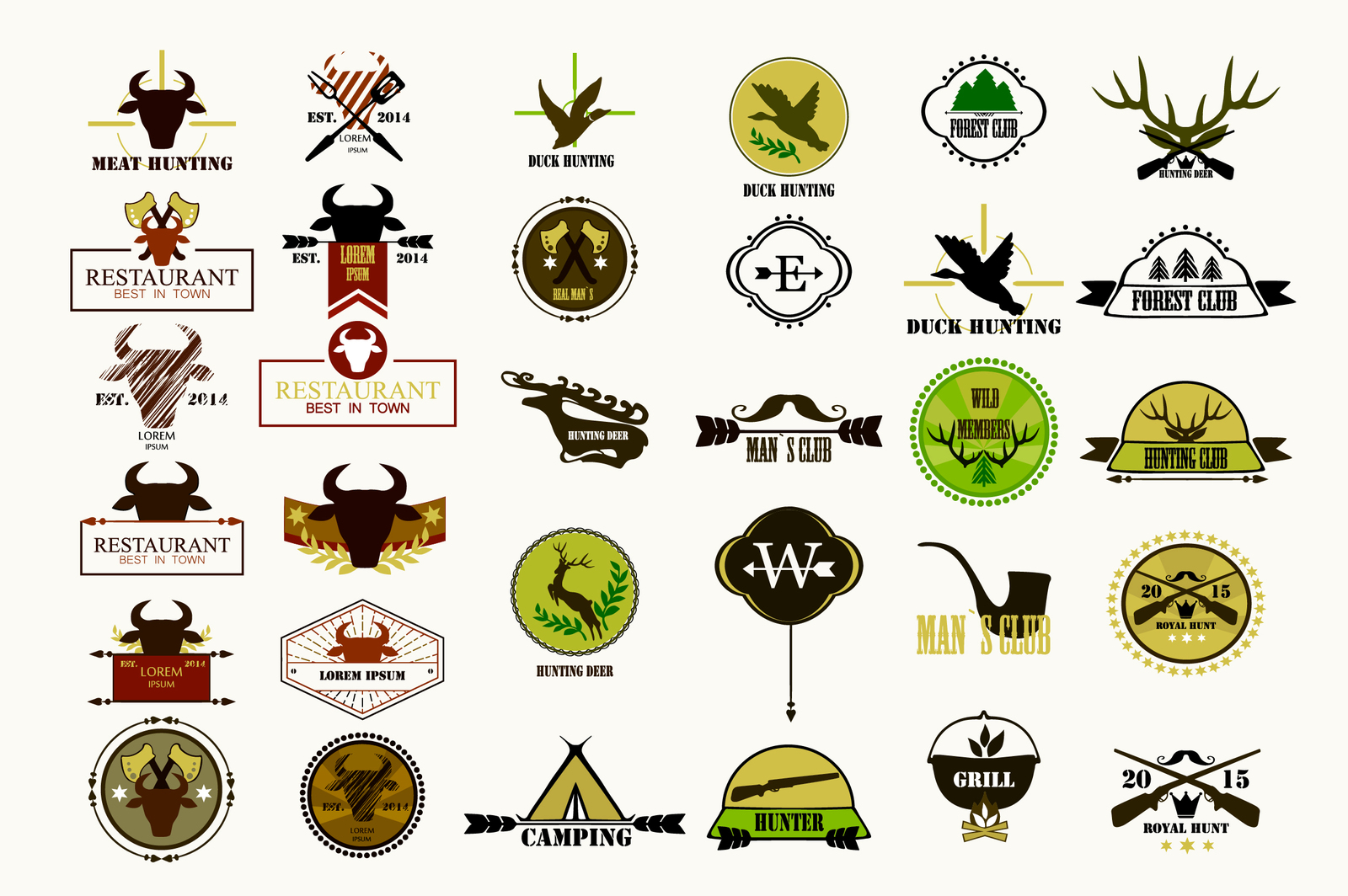 Hunting Badges Labels Logo