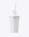 Glossy Soda Cup With Straw Mockup