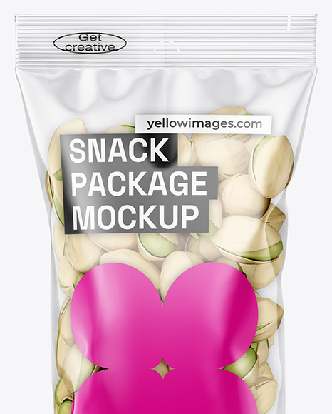 Clear Plastic Flow Pack w/ Pistachios Mockup