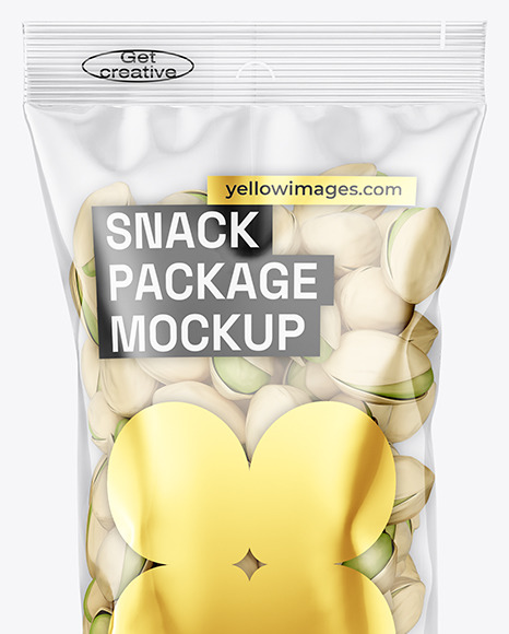 Clear Plastic Flow Pack w/ Pistachios Mockup