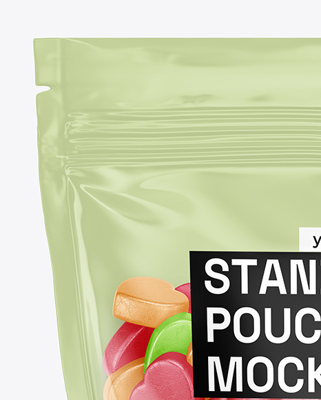 Stand-up Pouch with Gummies Mockup