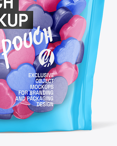 Stand-up Pouch with Gummies Mockup