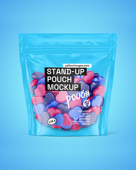 Stand-up Pouch with Gummies Mockup