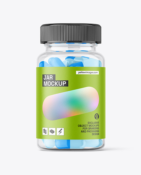 Clear Plastic Pills Jar Mockup - 500g+Clear+Plastic+Jar+With+Screw+Top+Cap+Mockup+In+Jar+Mockups+On