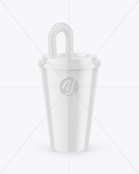 Glossy Cup with Flex Straw Mockup