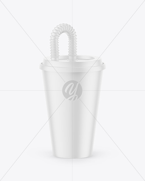 Matte Cup with Flex Straw Mockup