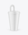 Matte Cup with Flex Straw Mockup