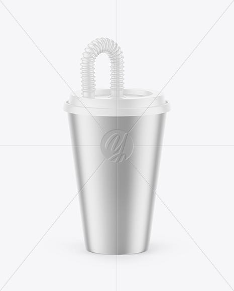 Metallized Cup with Flex Straw Mockup