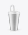 Metallized Cup with Flex Straw Mockup