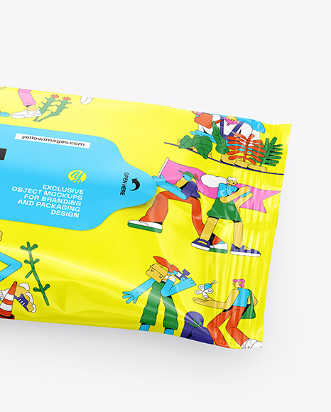 Glossy Wet Wipes Package Mockup