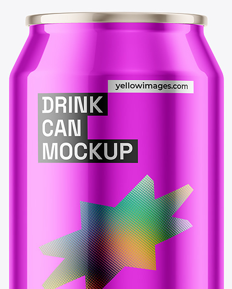 330ml Glossy Metallic Aluminium Can Mockup